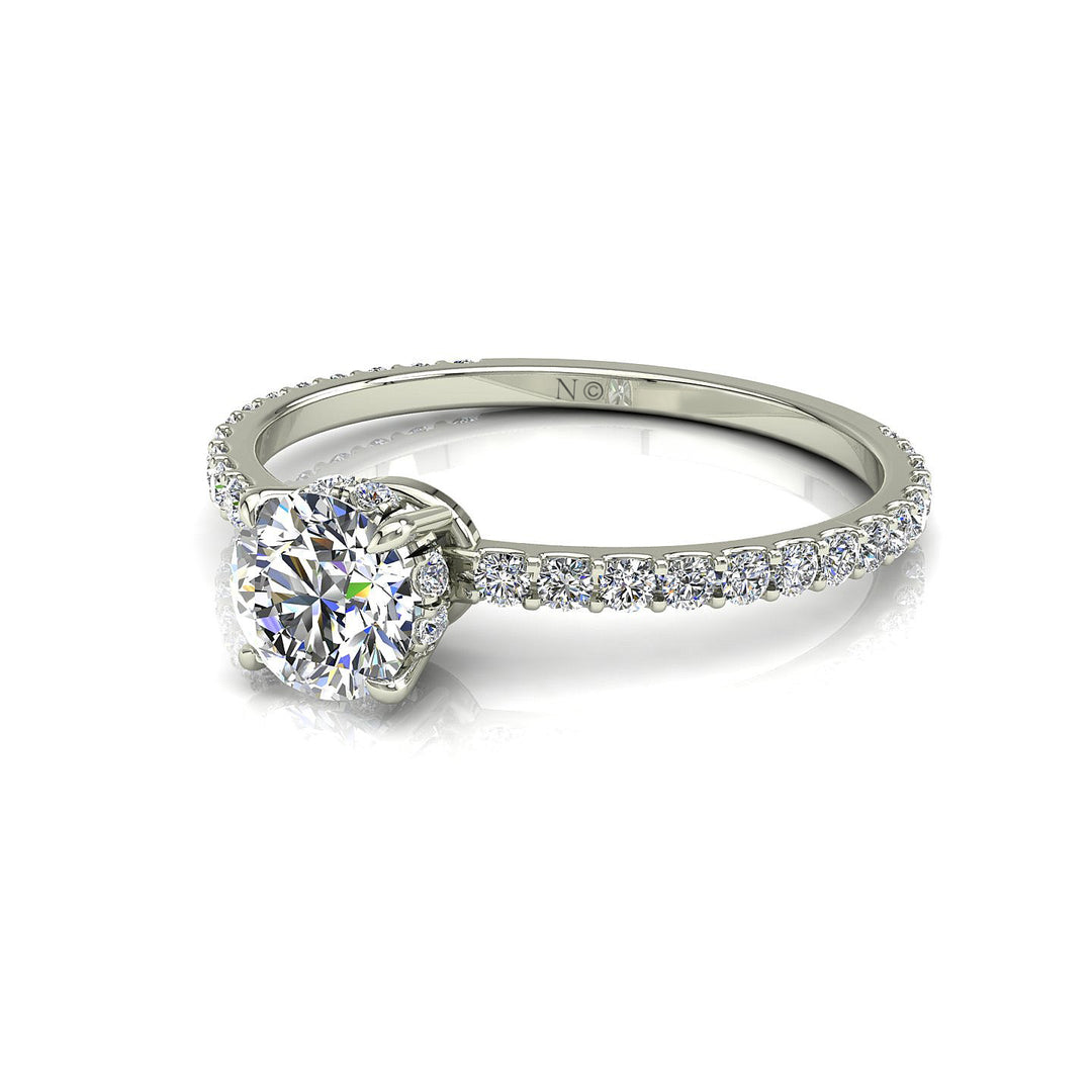 Bague de mariage diamant synthétique rond 0.80 carat or blanc Sofia