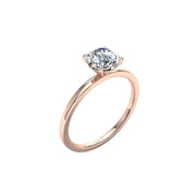 Bague solitaire 1.00 carat or rose 14 carats diamant synthétique rond Ely