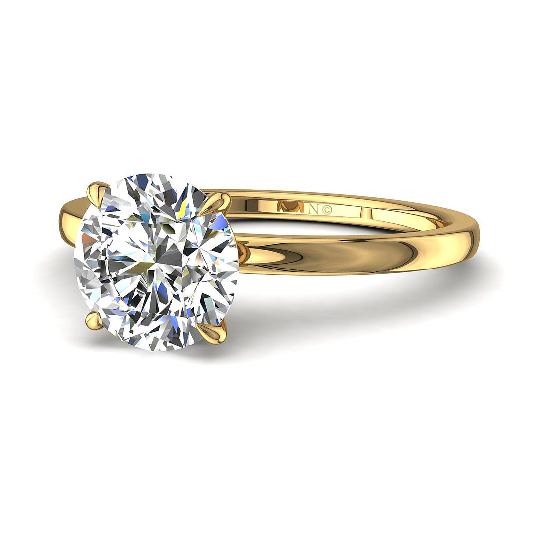Bague Ely2 diamant synthétique rond 1.20 carat or jaune 14 carats