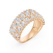 Bague Fabiola solitaire diamants synthétiques marquises et diamants synthétiques poires et diamants synthétiques ronds 2.39 carats or rose 14 carats