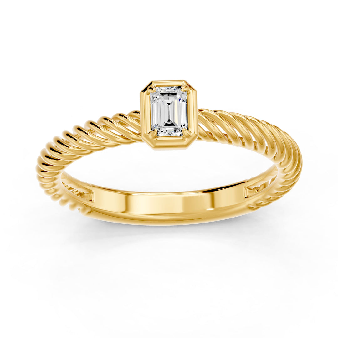 Solitaire Vittoria bague diamant Émeraude 0.20 carat or jaune