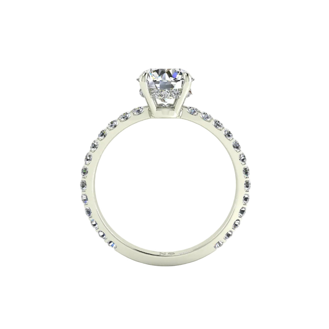 Bague diamant naturel coussin et diamants naturels ronds 1.00 carat or blanc Sofia