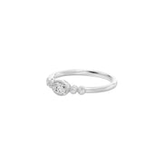 Solitaire bague diamant naturel ovale et diamants naturels ronds 0.25 carat or blanc 14 carats Lina