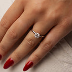 Load image into Gallery viewer, Solitaire diamant naturel rond Ely 0.70 carat or rose 14 carats