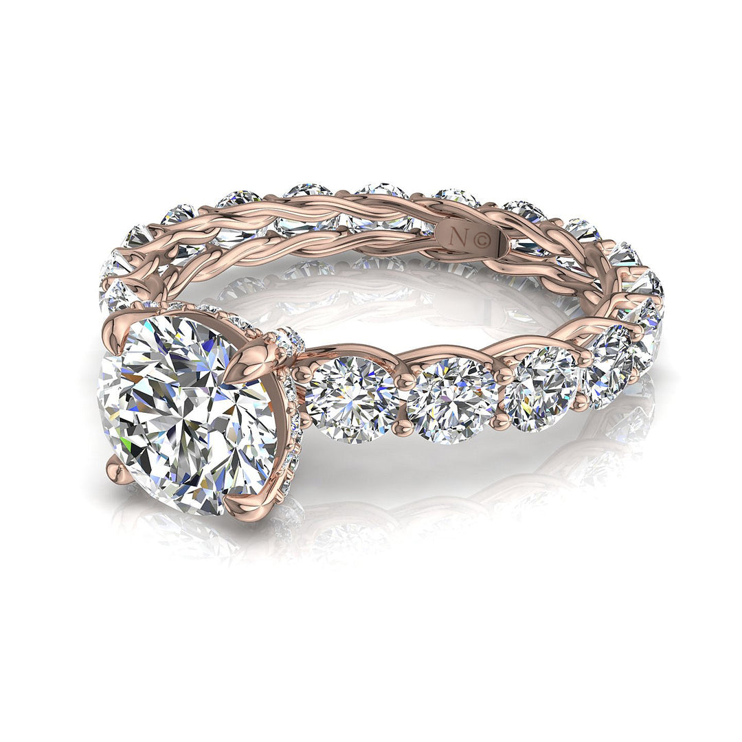 Solitaire diamant naturel rond Angela 3.00 carats or rose