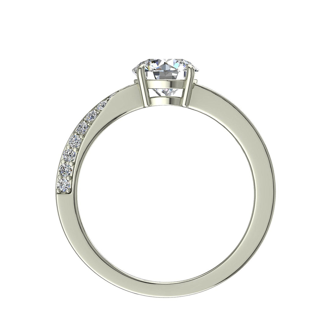 Bague de mariage diamant rond 1.15 carat or blanc Bianca