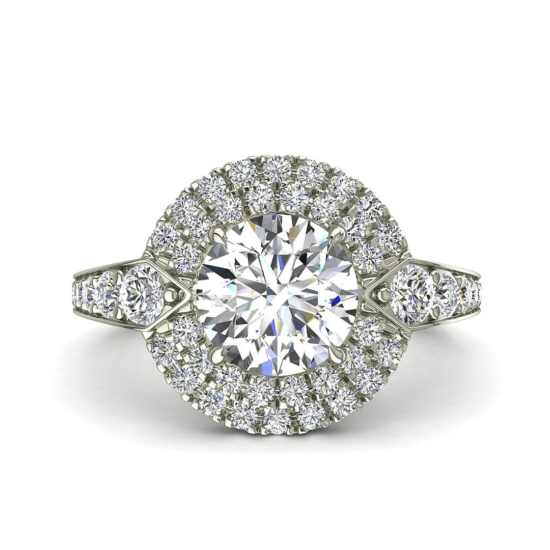 Bague solitaire 1.60 carat or blanc diamant rond Arianna