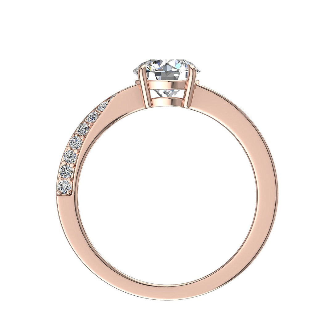 Bague Bianca solitaire diamant synthétique rond 0.75 carat or rose