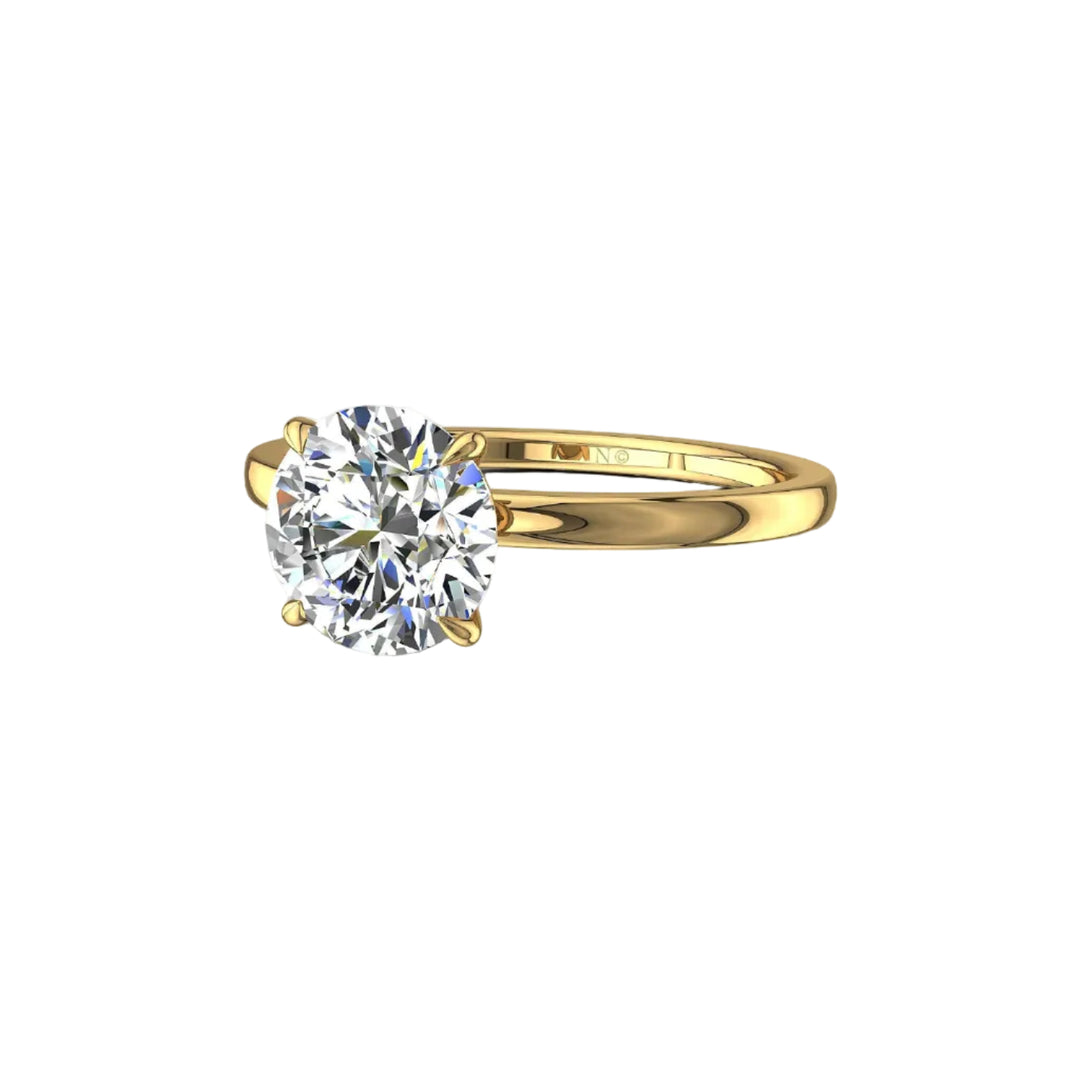 Bague Ely solitaire diamant synthétique rond 1.50 carat or jaune 14 carats