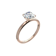 Solitaire Ely bague diamant synthétique rond 2.00 carat or rose 14 carats
