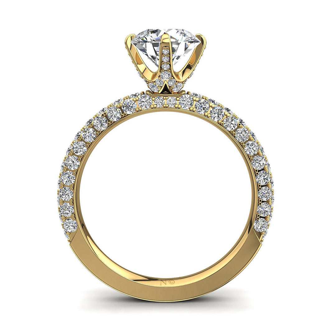 Bague de fiançailles diamant rond 2.00 carat or jaune Elisa