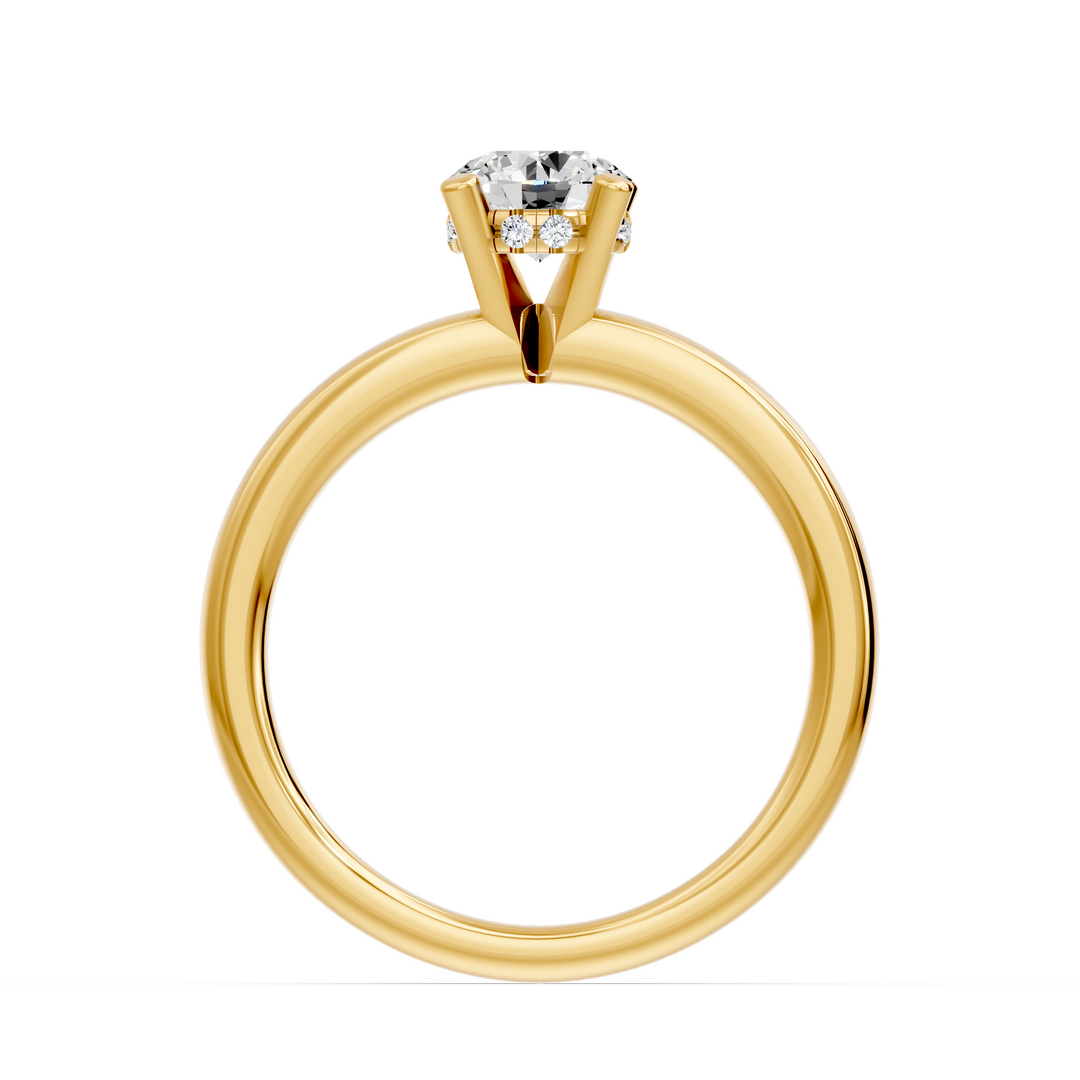 Bague solitaire 0.53 carat or jaune 14 carats diamant naturel rond Elisabetta