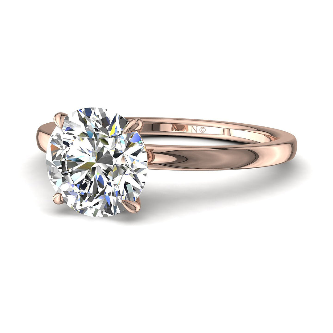 Bague Ely solitaire diamant rond 1.50 carat or rose