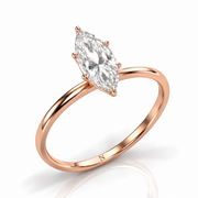 Bague Ely diamant synthétique marquise 1.00 carat or rose