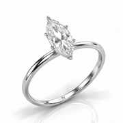 Bague solitaire 1.00 carat or blanc diamant synthétique marquise Ely