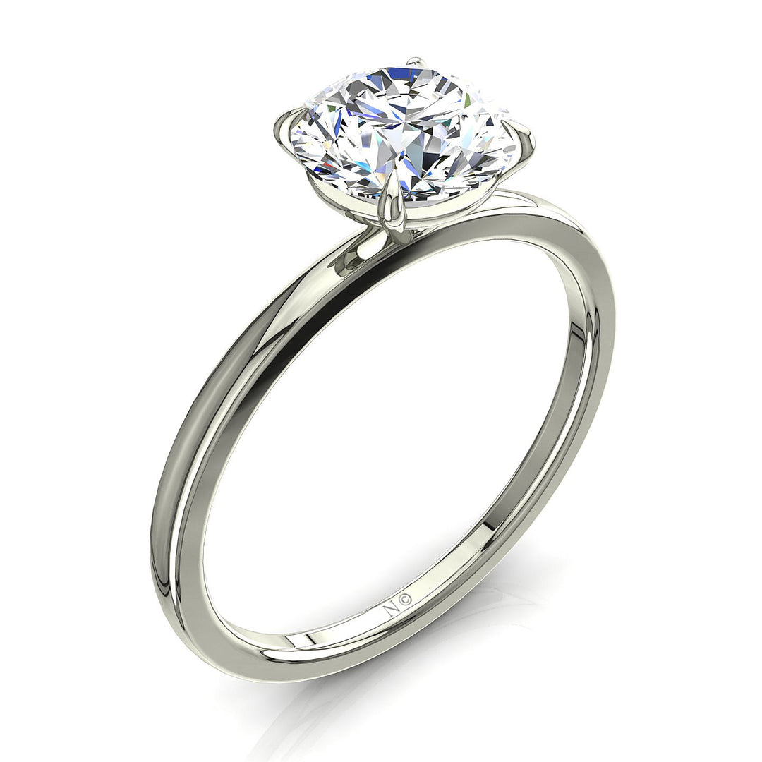 Solitaire bague diamant synthétique rond 1.20 carat or blanc 14 carats Ely2