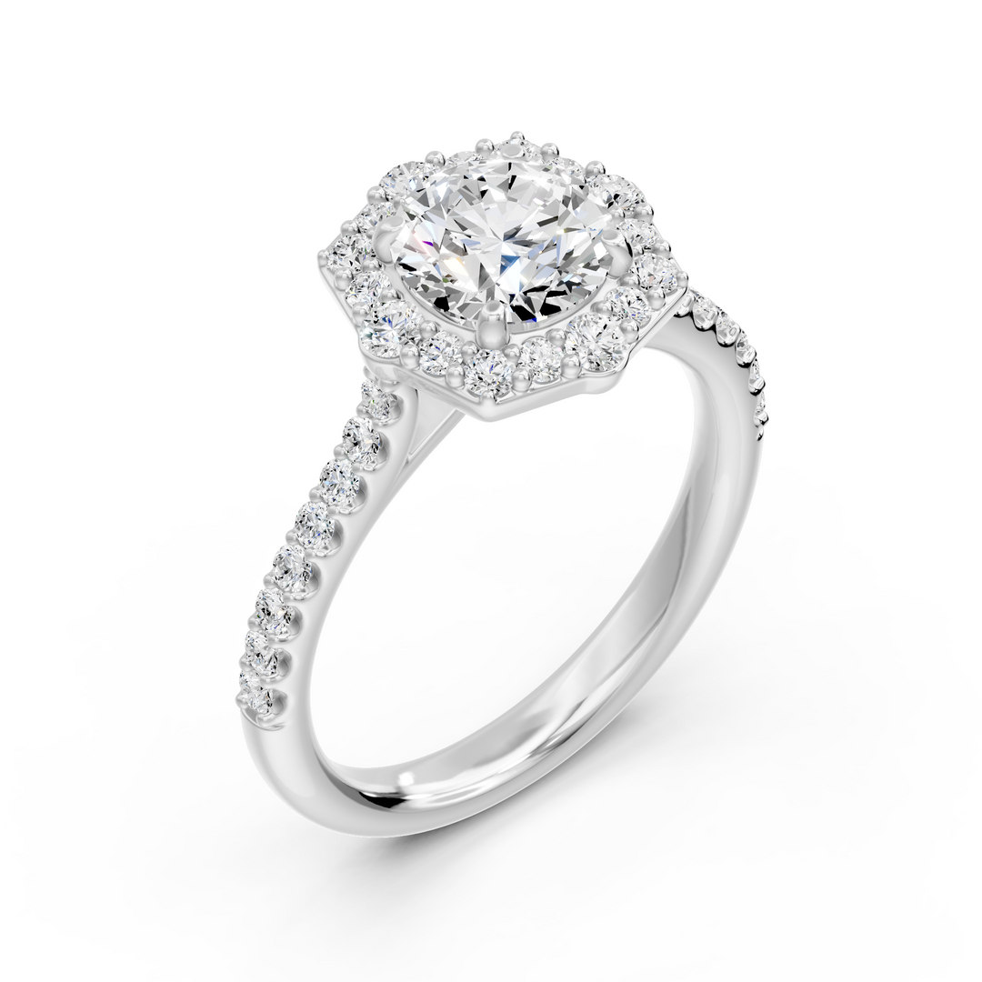 Solitaire diamant rond 1.25 carat or blanc 14 carats Evelina