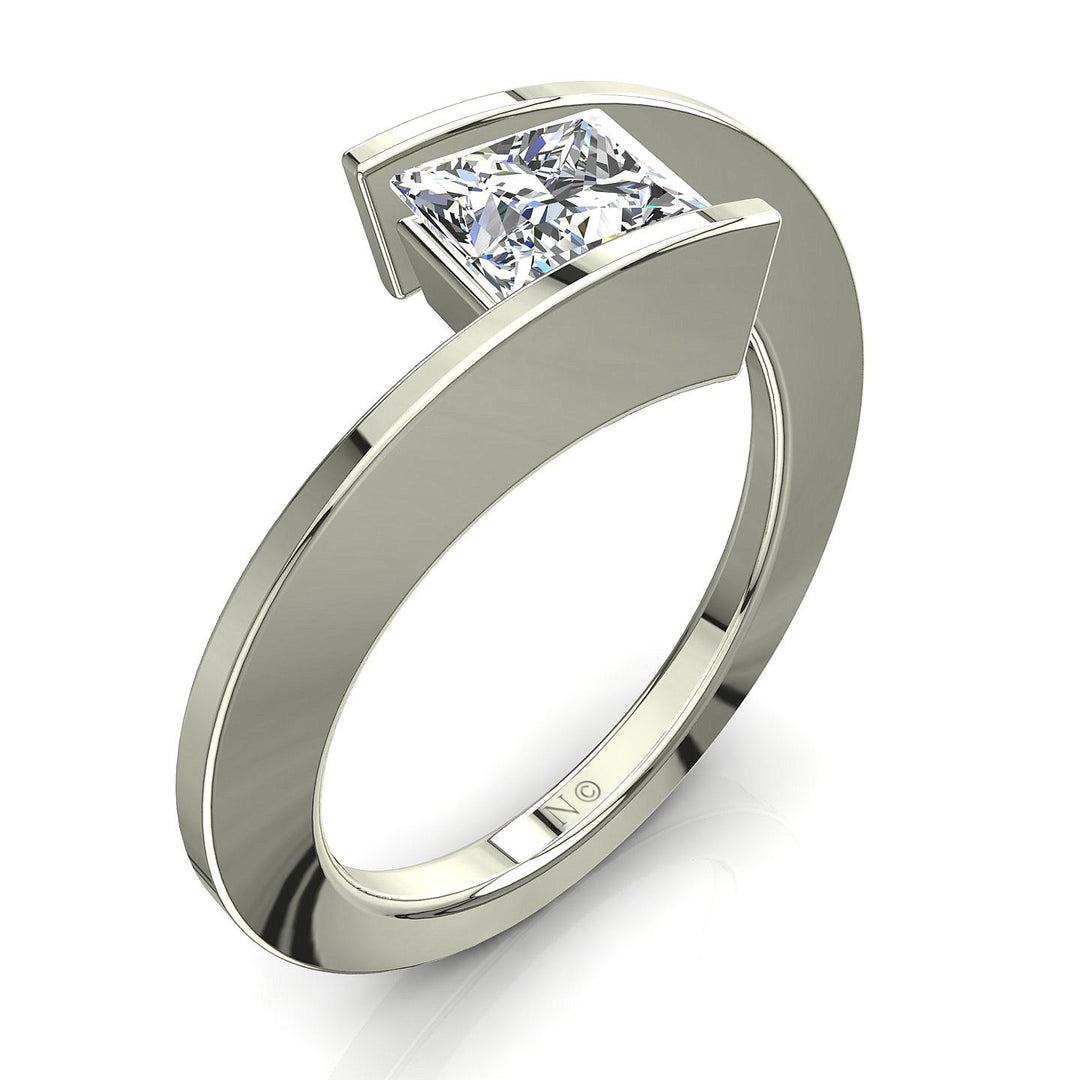 Bague Francesca solitaire diamant naturel princesse 3.00 carats or blanc