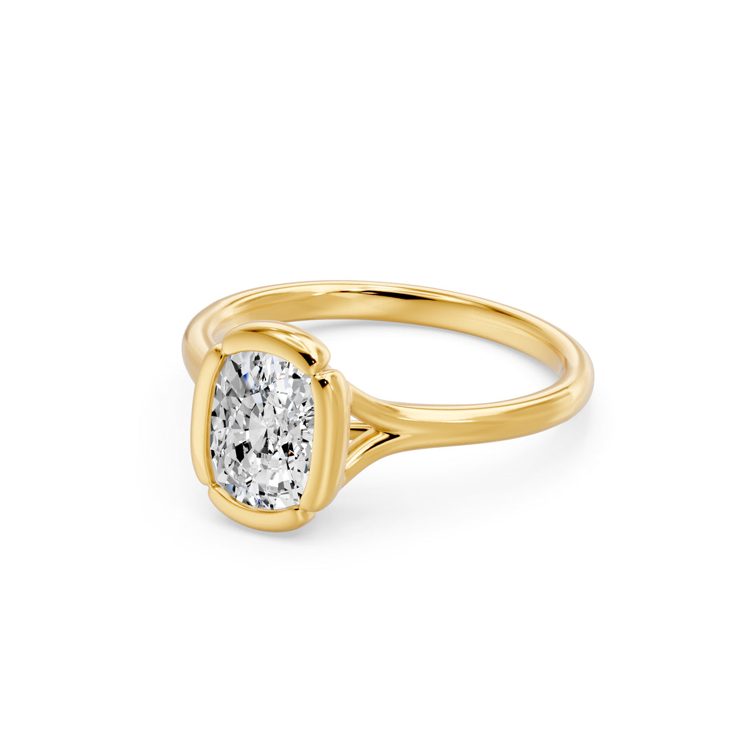 Bague de fiançailles diamant synthétique coussin 1.50 carat or jaune 14 carats Georgia