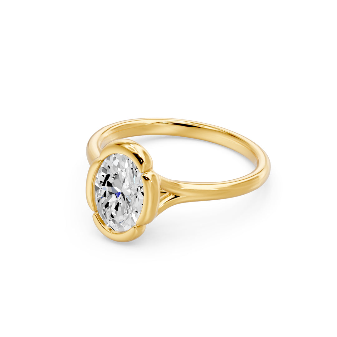 Bague Georgia diamant synthétique ovale 1.50 carat or jaune 14 carats