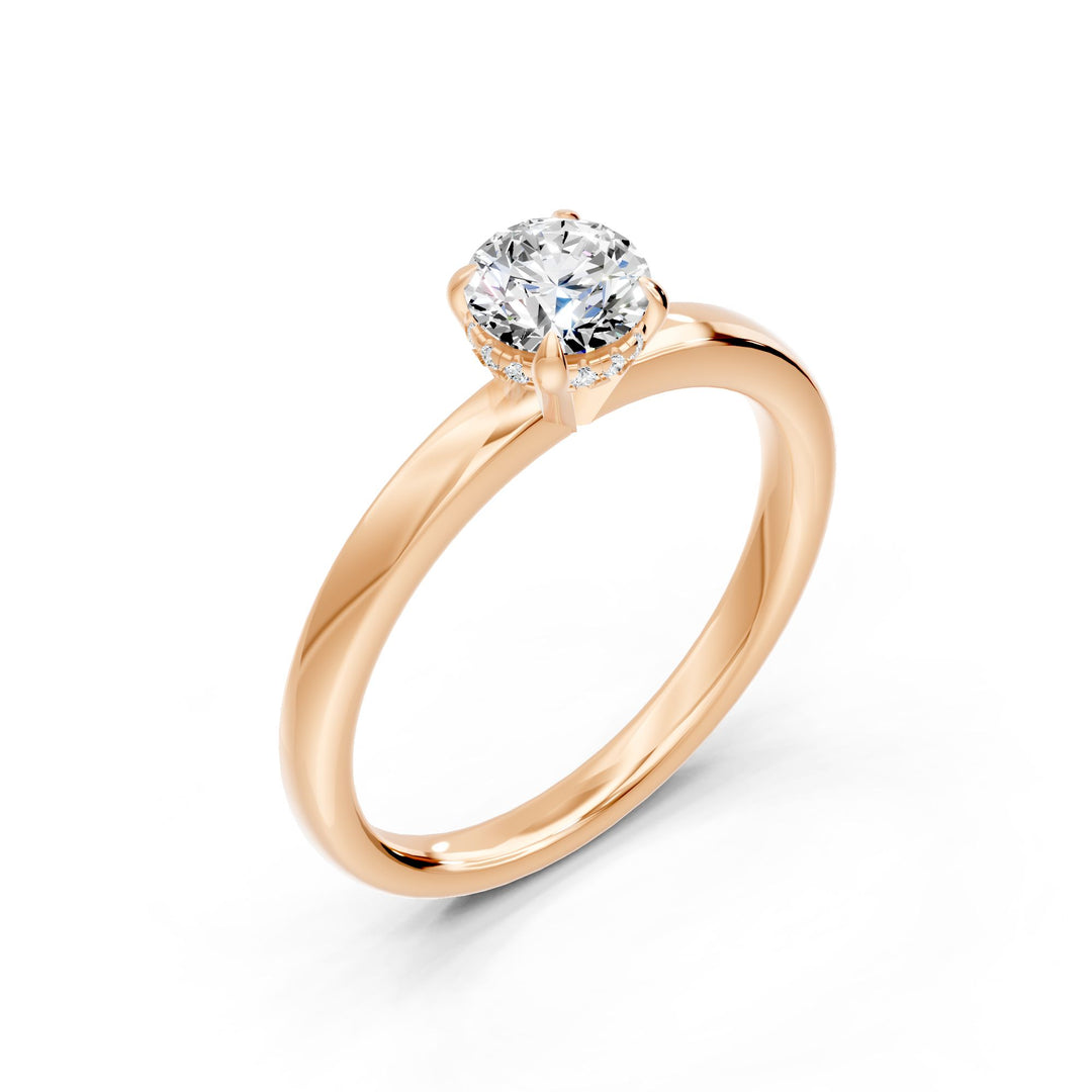 Bague solitaire 0.74 carat or rose 14 carats diamant rond Lia