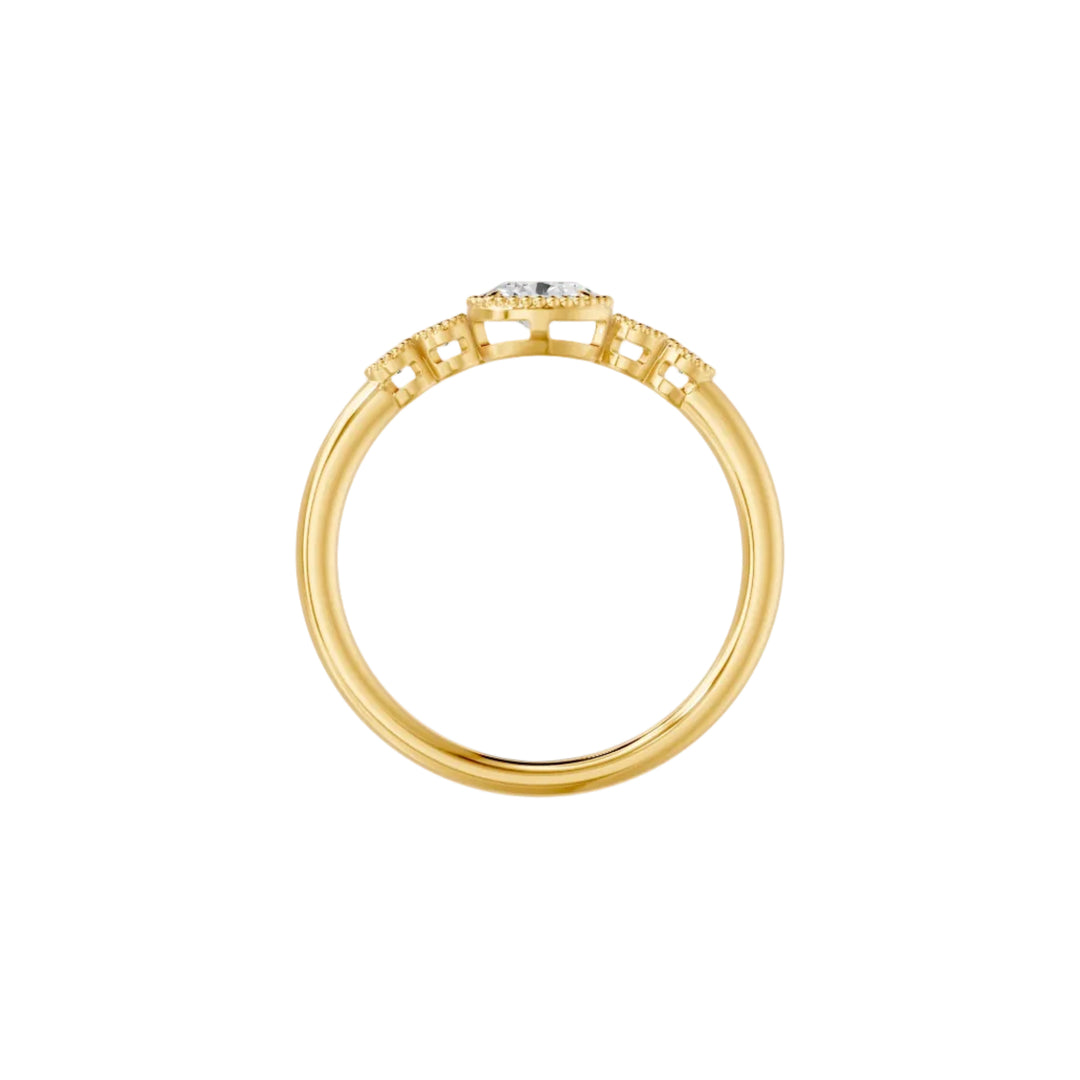 Bague de mariage diamant naturel ovale et diamants naturels ronds 0.25 carat or jaune 14 carats Lina