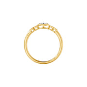 Bague de mariage diamant naturel ovale et diamants naturels ronds 0.25 carat or jaune 14 carats Lina