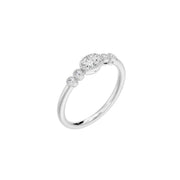 Solitaire bague diamant naturel ovale et diamants naturels ronds 0.25 carat or blanc 14 carats Lina