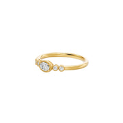 Bague de fiançailles diamant naturel ovale et diamants naturels ronds 0.25 carat or jaune 14 carats Lina