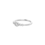 Solitaire épaulé diamant ovale 0,25 Ct synthétique Lina or blanc 