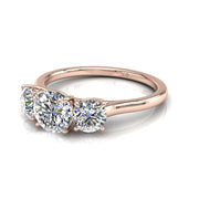 Bague de mariage diamant naturel rond 0.90 carat or rose Maria