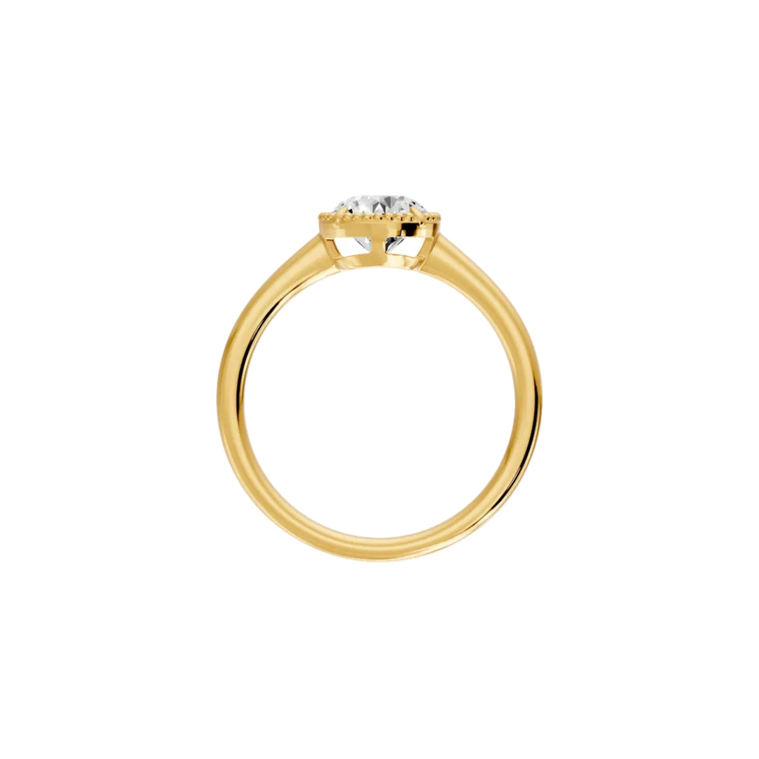 Solitaire bague diamant naturel rond 1.00 carat or jaune 14 carats Nina