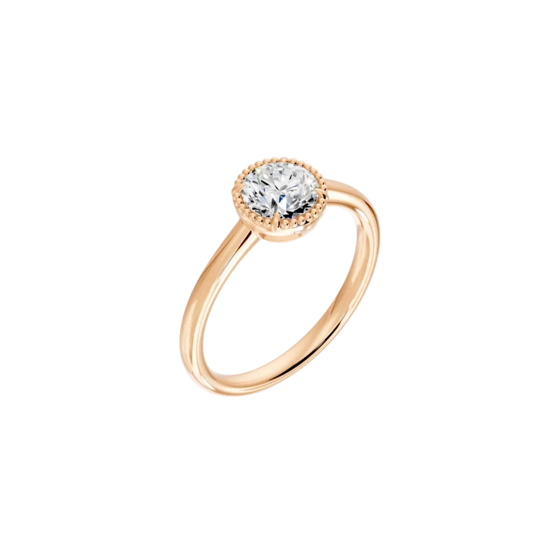 Bague de fiançailles 1.00 carat or rose 14 carats diamant synthétique rond Nina