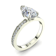 Solitaire diamant poire et diamants ronds Noémie 1.90 carat or blanc