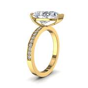 Bague de mariage diamant naturel poire et diamants naturels ronds 3.20 carats or jaune Noémie