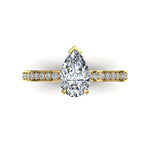 Load image into Gallery viewer, Bague de fiançailles diamant poire et diamants ronds 1.70 carat or jaune Noémie
