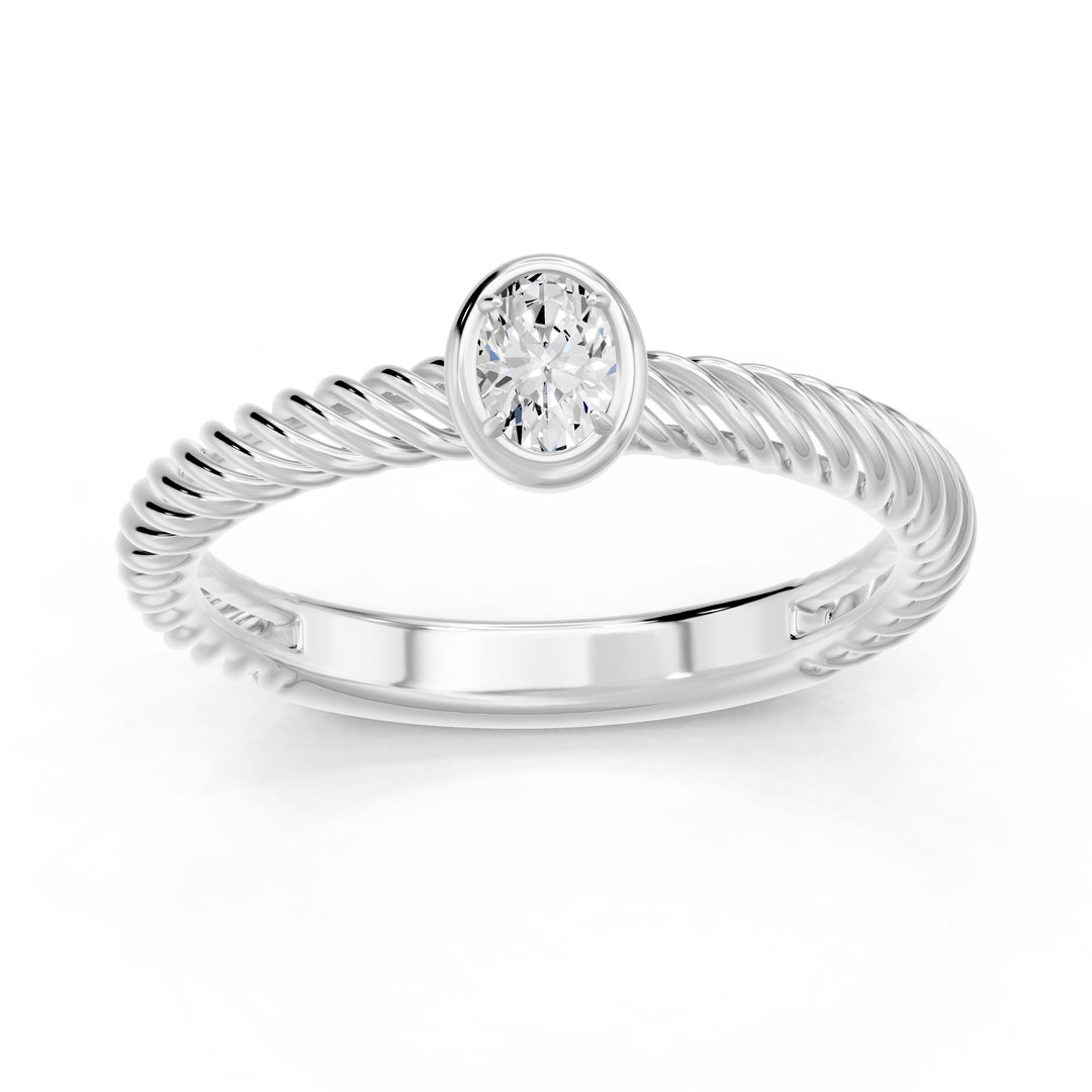 Bague de fiançailles diamant naturel ovale 0.20 carat or blanc Octavia