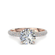 Solitaire bague diamant naturel rond 3.05 carats or rose Patrizia