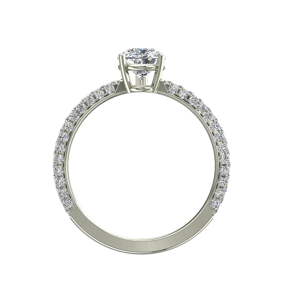 Solitaire diamant poire et diamants ronds Patrizia 1.70 carat or blanc