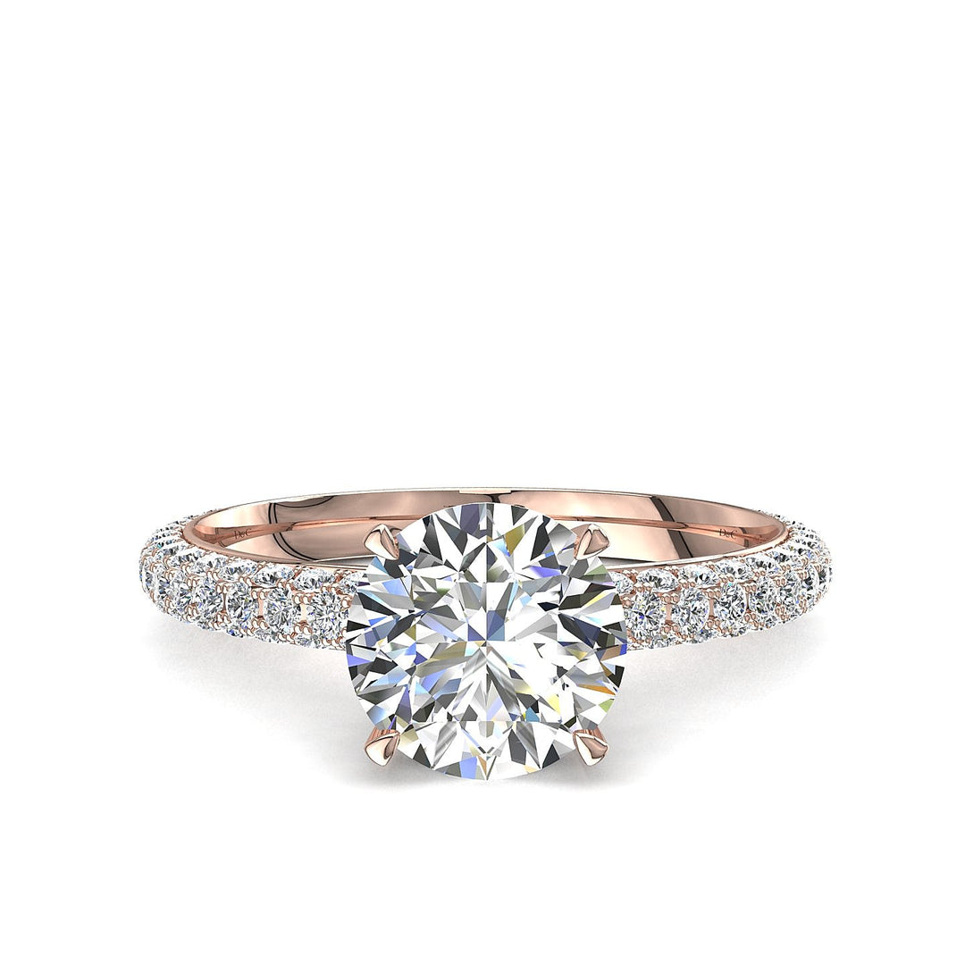 Bague solitaire 1.55 carat or rose diamant rond Patrizia