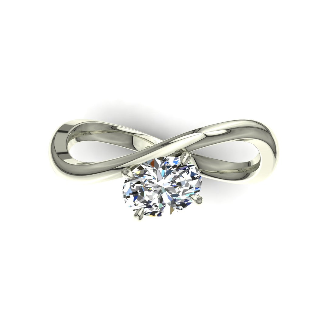 Bague Raffaella solitaire diamant naturel ovale 0.50 carat or blanc