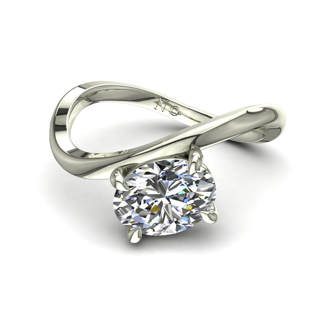 Bague de mariage diamant naturel ovale 1.00 carat or blanc Raffaella