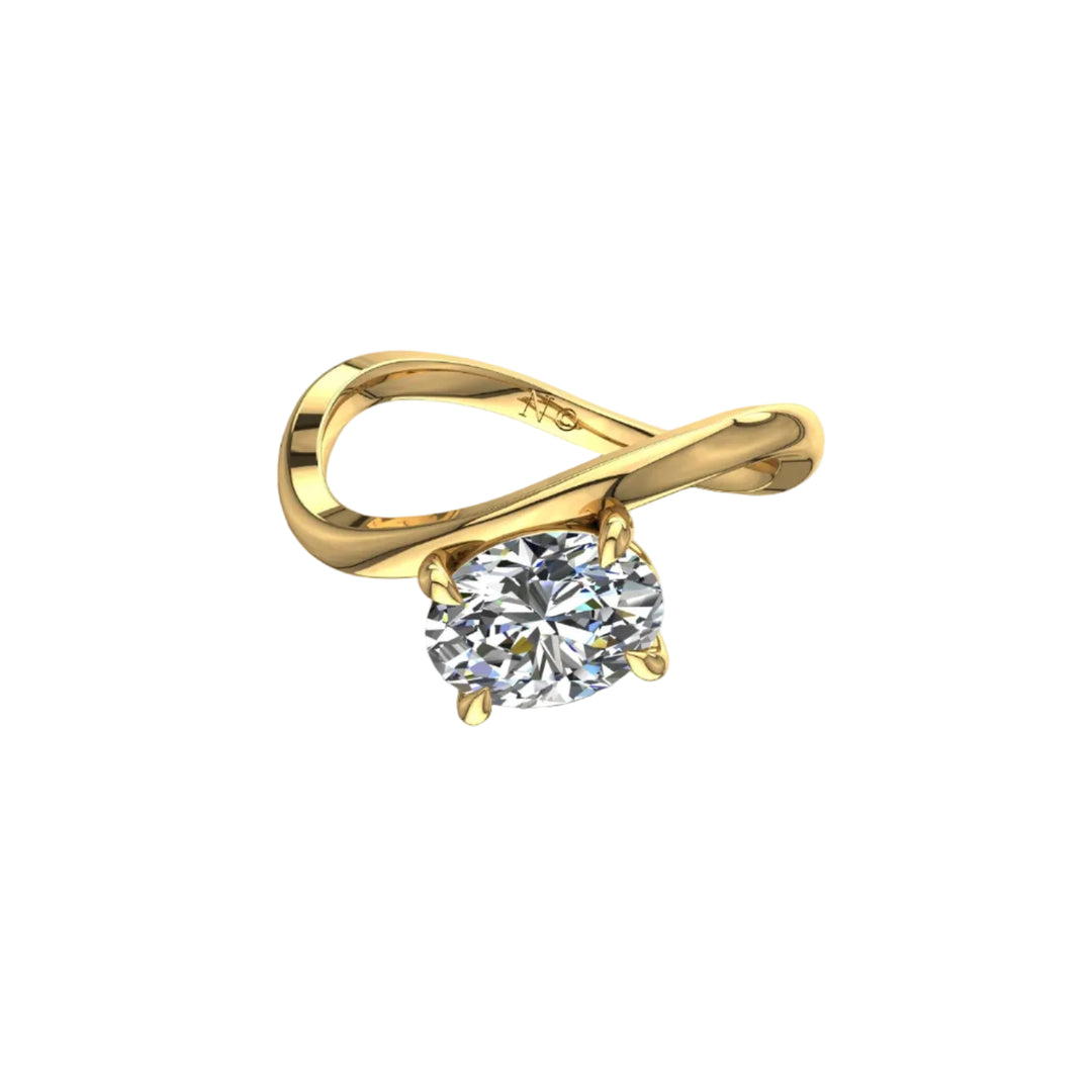 Bague Raffaella diamant naturel ovale 1.00 carat or jaune
