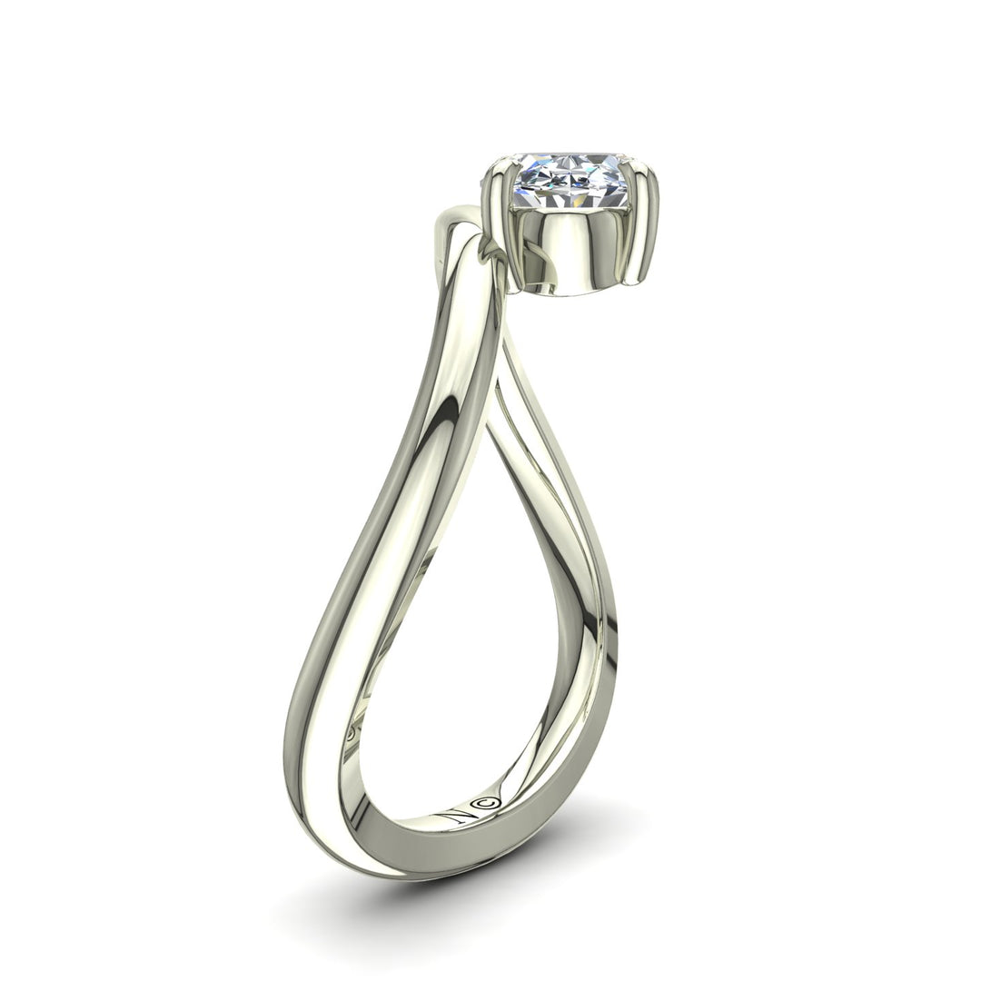 Bague de mariage diamant synthétique ovale 0.50 carat or blanc Raffaella