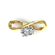 Bague de fiançailles diamant synthétique ovale 0.50 carat or jaune Raffaella
