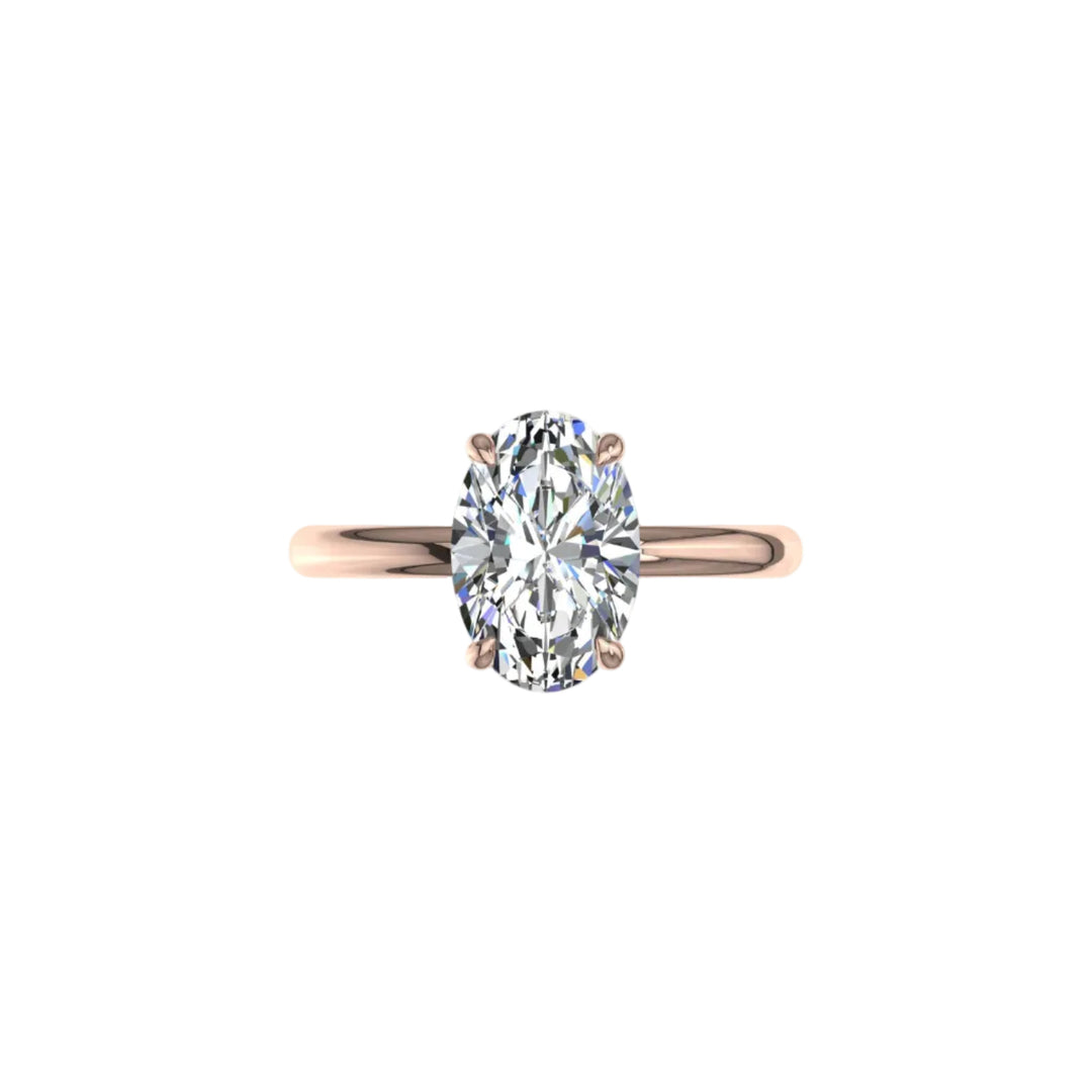 Solitaire bague diamant naturel ovale et diamants naturels ronds 0.50 carat or rose Romy
