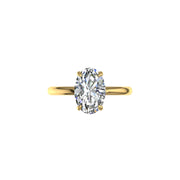 Bague Romy solitaire diamant naturel ovale et diamants naturels ronds 1.00 carat or jaune