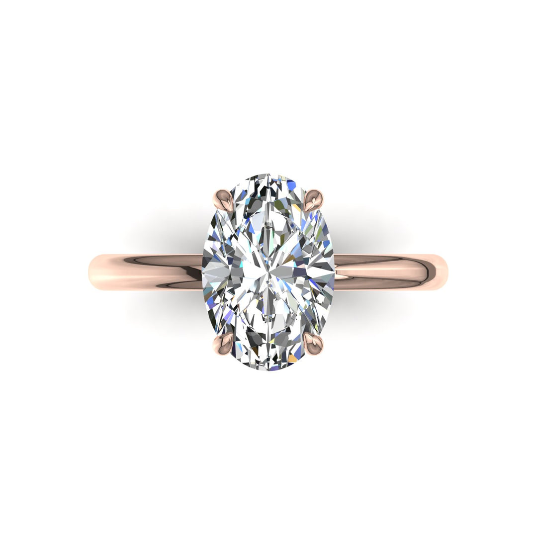 Solitaire Romy bague diamant ovale et diamants ronds 0.70 carat or rose