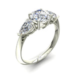 Load image into Gallery viewer, Solitaire diamant rond et diamants poires 1.40 carat or blanc Rosa
