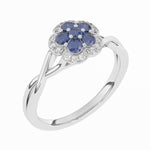 Load image into Gallery viewer, Bague Seraphina saphirs ronds et diamants naturels ronds 0.70 carat or blanc 14 carats